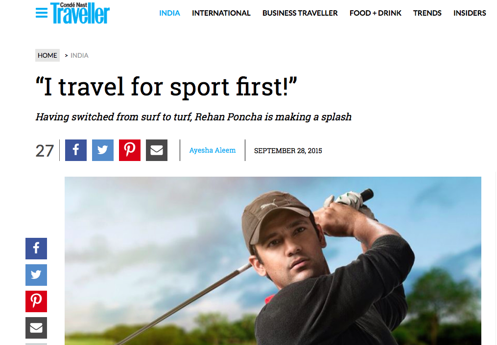 CONDE NAST TRAVELLER - I Travel for Sport First!